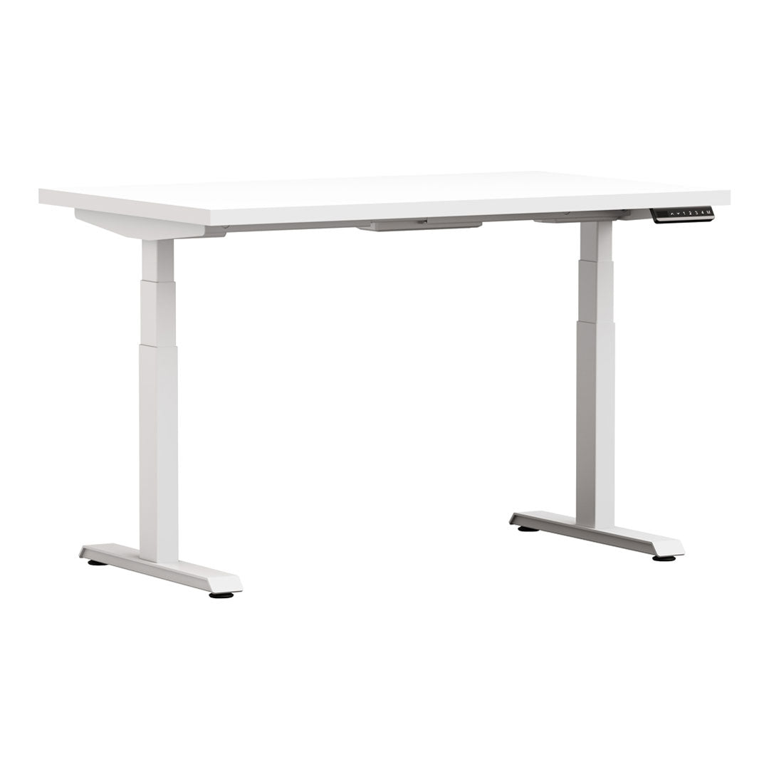 White Altitude A6 Height Adjustable Desk white top on white legs