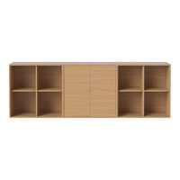 Light oak wood cabinet with a sleek, minimalist design and open cubby spaces, perfect for modern decor.