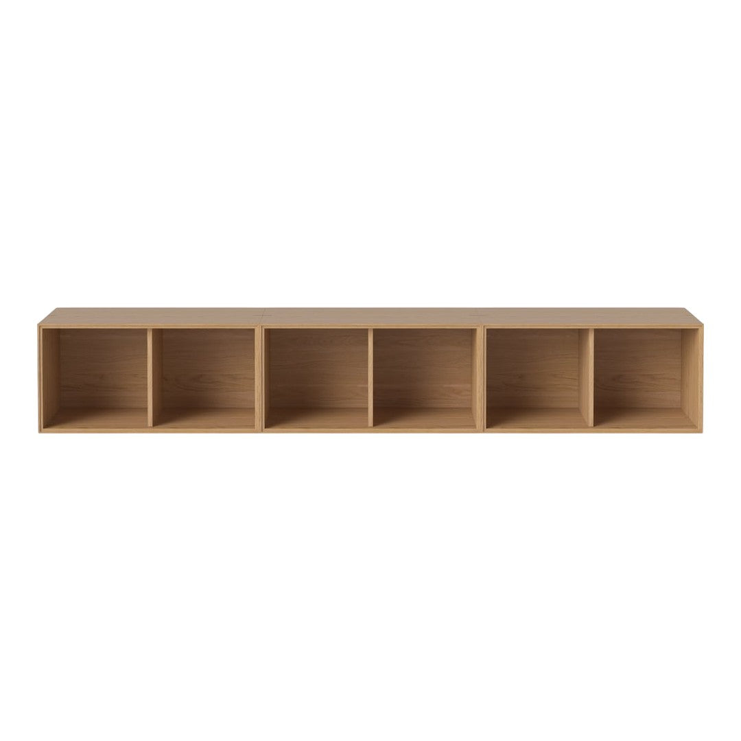 Light wood shelving unit with smooth, natural finish and five open compartments for versatile storage solutions.