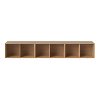 Light wood shelving unit with smooth, natural finish and five open compartments for versatile storage solutions.