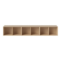 Light beige wooden shelf with five open compartments, featuring a smooth, minimalist design. Perfect for organization.