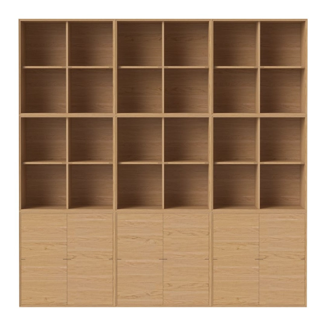 Light oak shelving unit with 15 cubby spaces and a smooth wood grain finish. Ideal for modern storage solutions.