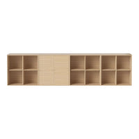 Light wood-colored storage shelf with a smooth finish and simple, modern design featuring evenly spaced compartments.