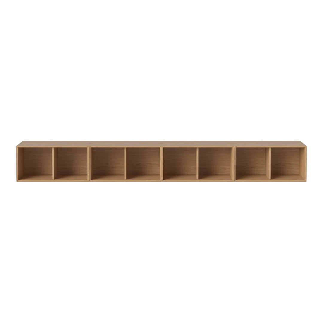 Light natural wood shelf with six open compartments, showcasing a clean, minimalist design and warm tones.