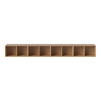 Light natural wood shelf with six open compartments, showcasing a clean, minimalist design and warm tones.