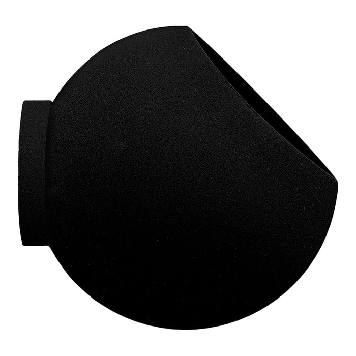 Black round wall vase with a matte finish and sleek, modern design. Perfect for contemporary decor.