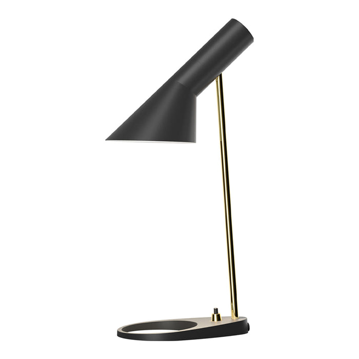 Black and gold modern desk lamp with sleek, minimalistic design and smooth finish. Ideal for stylish home decor.