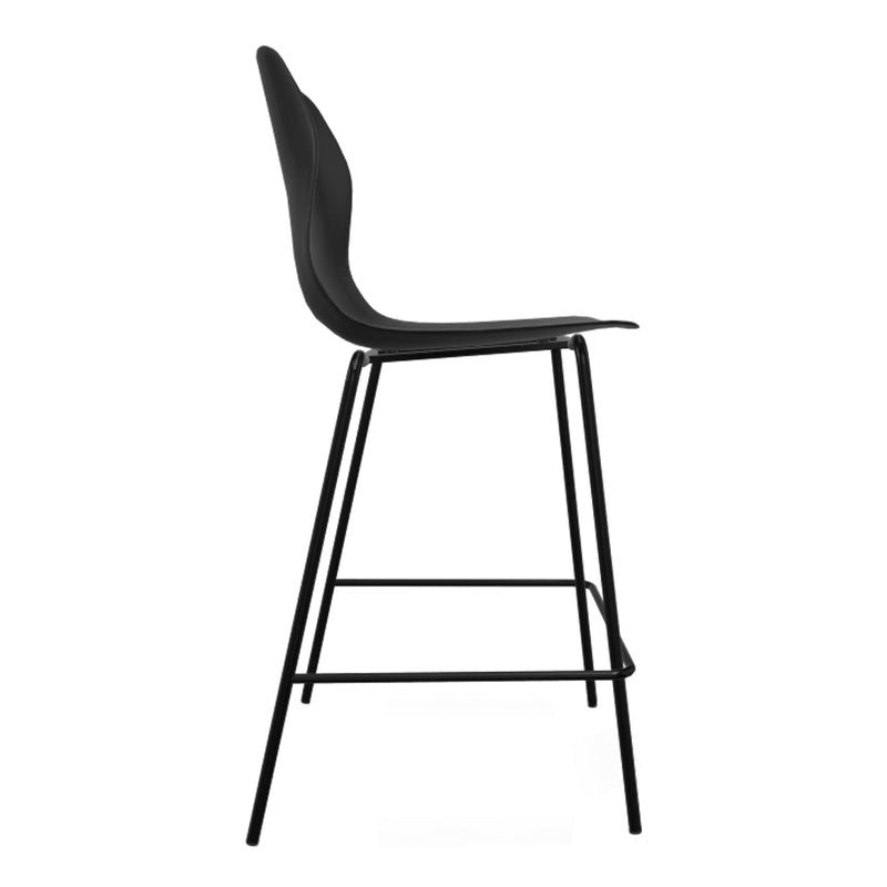 Black modern bar stool with sleek lines and a minimalist design.