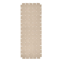 Beige interlocking mat with a grid pattern and small holes, perfect for versatile flooring solutions.