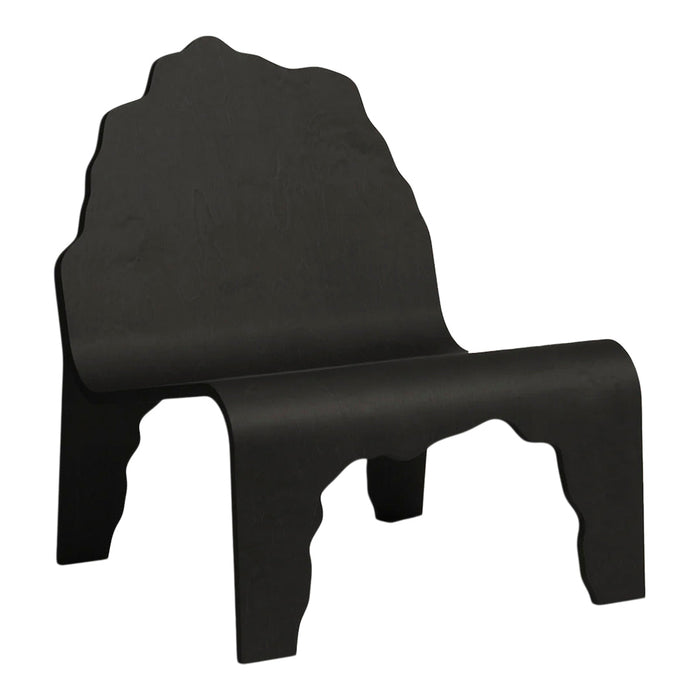Black chair with a unique wavy silhouette and smooth matte finish. Ideal for modern, minimalist decor.