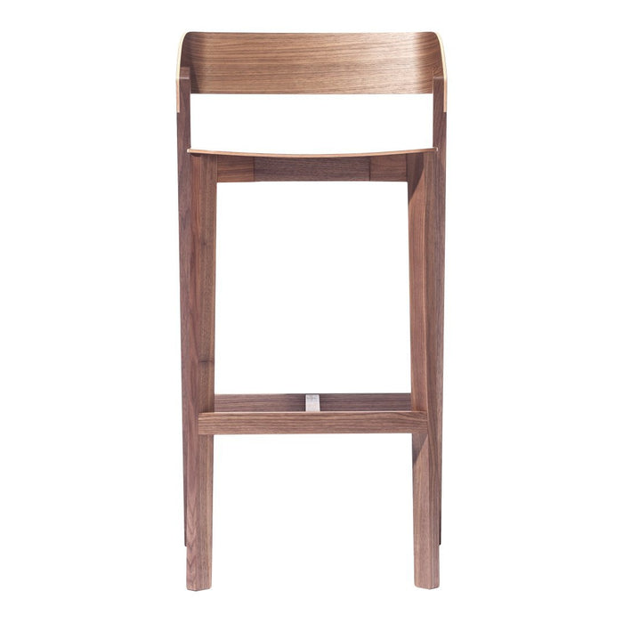 Natural walnut bar stool with a smooth, rich brown finish and minimalist design. Perfect for modern decor.