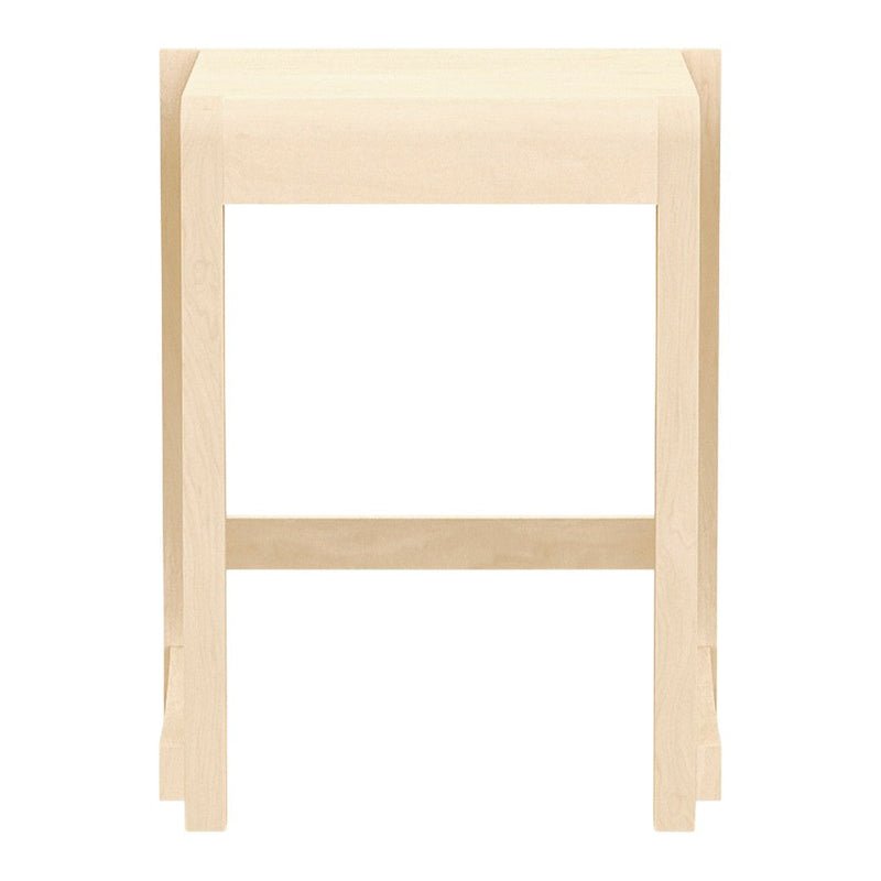 Natural light wood finish stool with a smooth, minimalist design. Perfect for modern home decor.