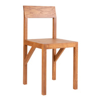 Natural wood chair in a warm honey finish with a simple, modern design and clean lines. Ideal for minimalist decor.