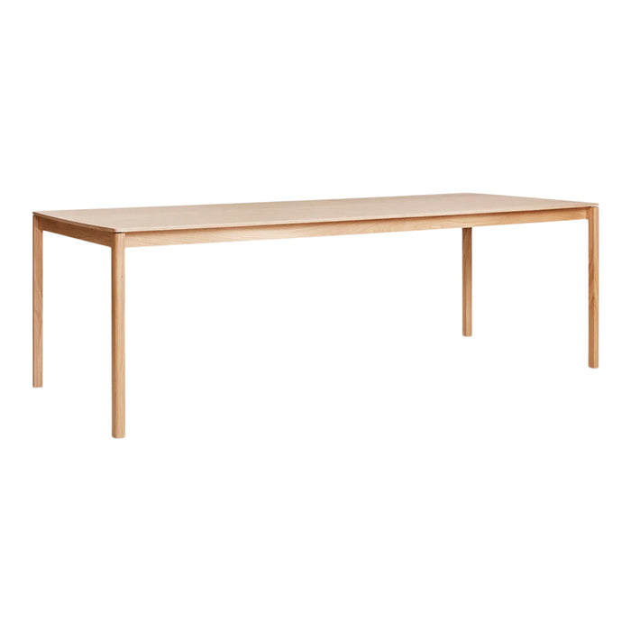 Light wood dining table with a smooth, natural finish and minimalist design, perfect for modern interiors.