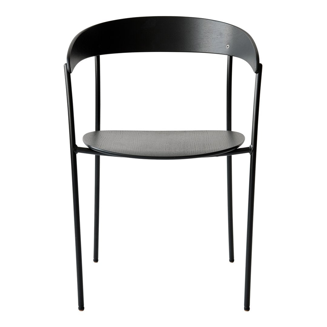 Stylish black chair with a minimalist design and smooth matte finish, perfect for modern decor.