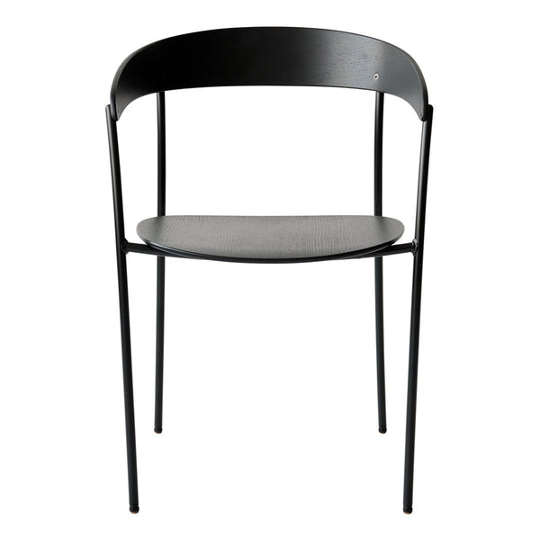Stylish black chair with a minimalist design and smooth matte finish, perfect for modern decor.