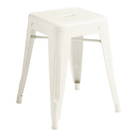 White metal stool with a sleek, minimalist design and smooth finish, perfect for modern decor.