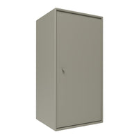Sleek gray storage cabinet with a smooth finish and minimalist design. Ideal for modern spaces.
