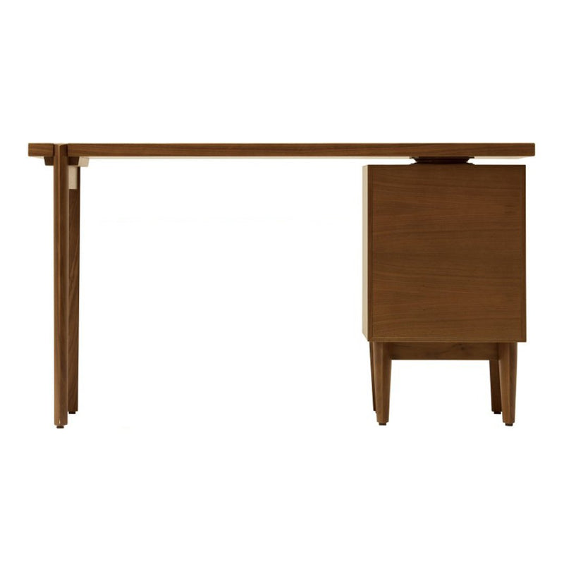 Elegant walnut desk featuring a smooth, sleek finish and minimalist lines for modern interiors.