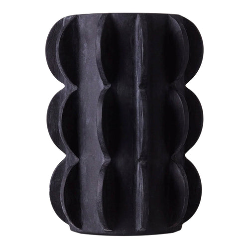 Black textured vase featuring a unique wavy pattern and modern matte finish, perfect for contemporary decor.
