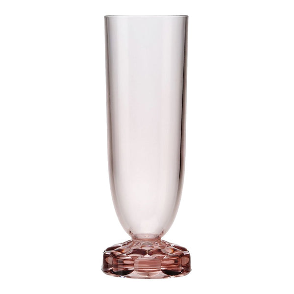 Elegant tall glass in soft pink with a textured clear base, perfect for stylish dining and celebrations.