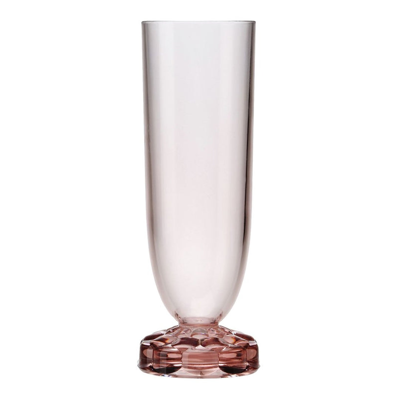 Elegant tall glass in soft pink with a textured clear base, perfect for stylish dining and celebrations.