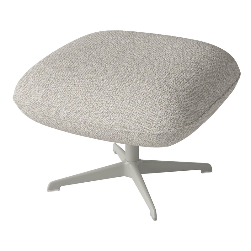 Soft beige upholstery with a subtle textured pattern, complemented by a sleek white base.