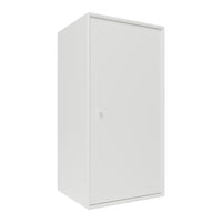 Clean white storage cabinet with a sleek, minimalistic design and smooth door front. Perfect for modern spaces.