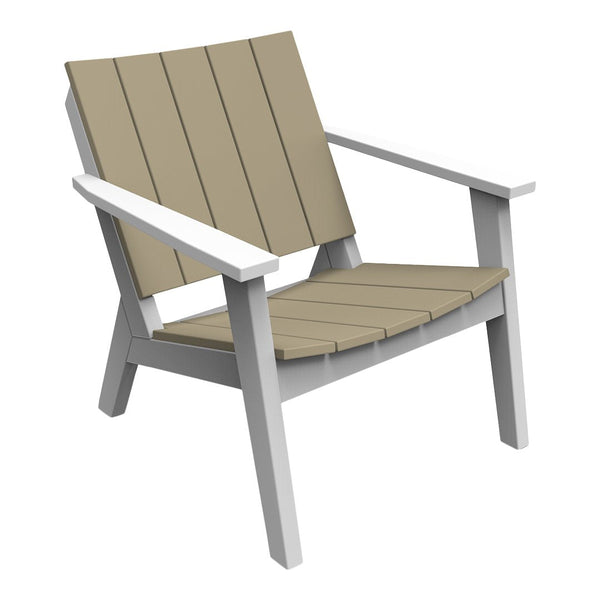 Beige slatted seat with light gray frame. Modern, minimalist design perfect for outdoor spaces.