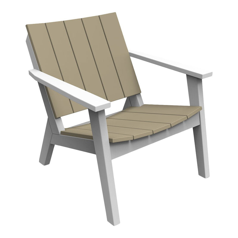Beige slatted seat with light gray frame. Modern, minimalist design perfect for outdoor spaces.