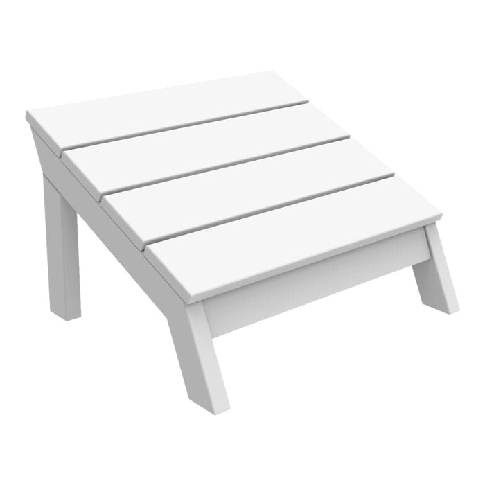 White wooden footrest with sleek slatted design, perfect for modern outdoor settings.