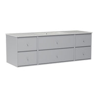 Light gray modern storage cabinet with a sleek minimalist design and six smooth-front drawers.
