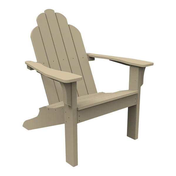 Light beige Adirondack chair with a classic slatted design, perfect for outdoor relaxation.