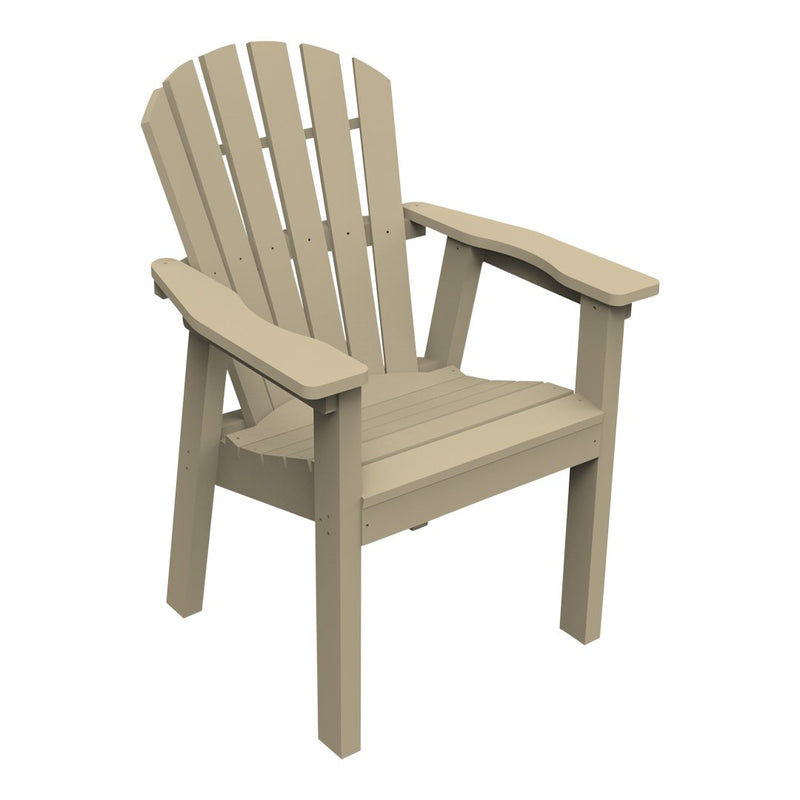 Beige Adirondack chair with a classic slatted design, ideal for outdoor relaxation. Durable and stylish.