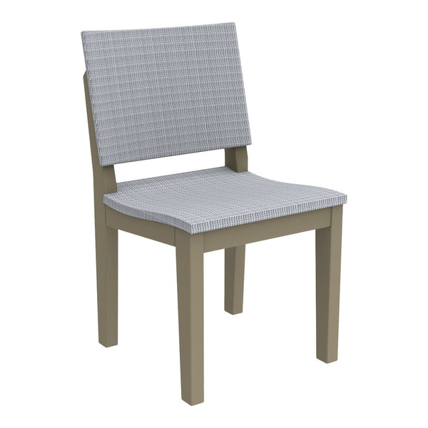 Grey checkered pattern on a light grey upholstered chair with a neutral beige wooden frame.