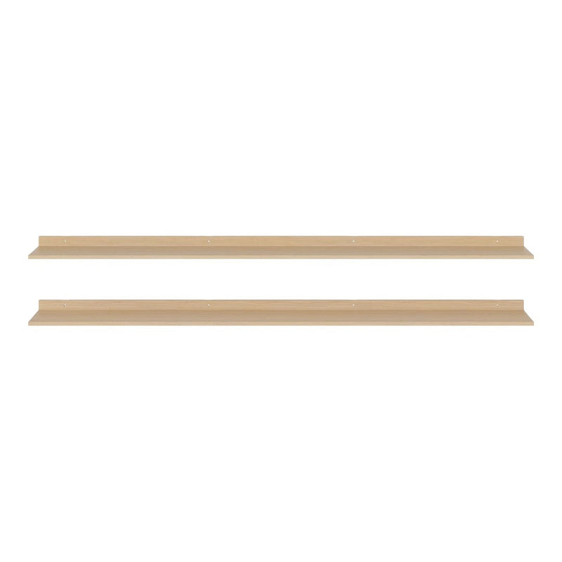 Two natural wood colored decorative strips with a smooth, uniform finish. Ideal for home decor projects.