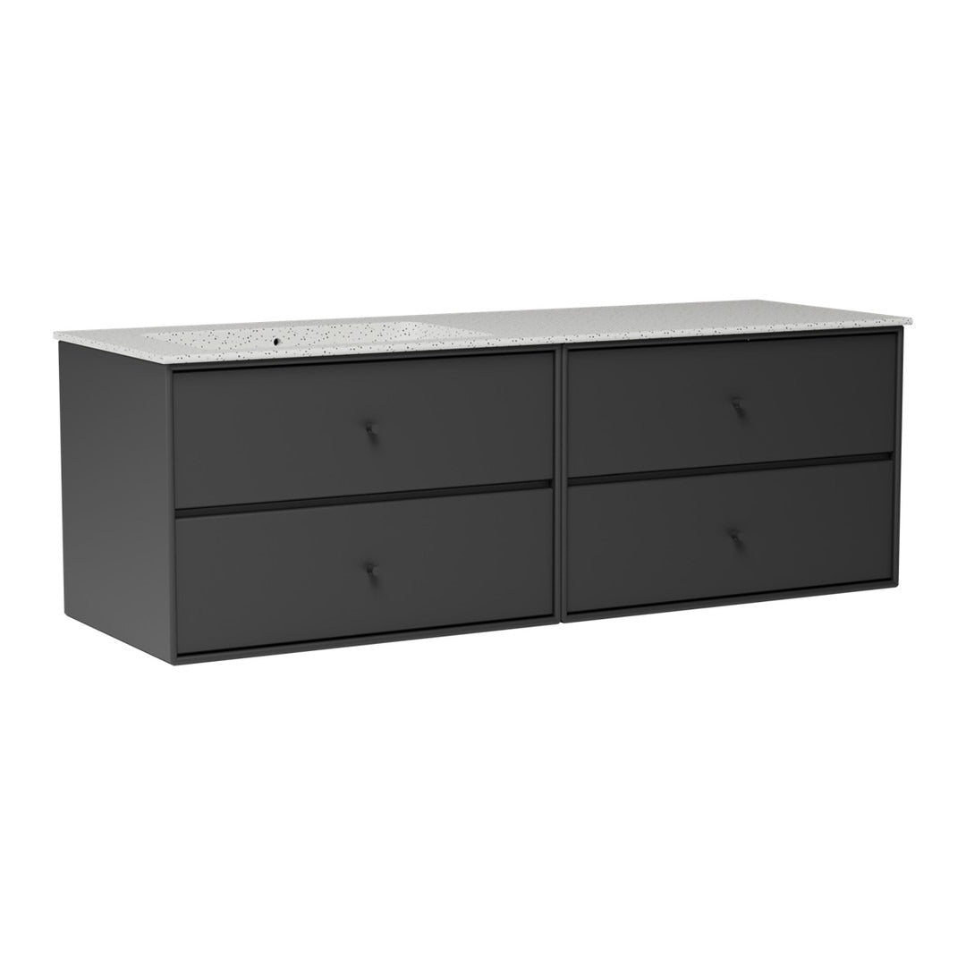 Modern black dresser with a sleek, matte finish and minimalist drawer design. Perfect for contemporary decor.