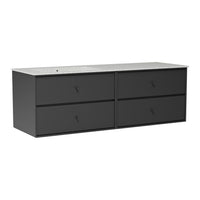 Modern black dresser with a sleek, matte finish and minimalist drawer design. Perfect for contemporary decor.