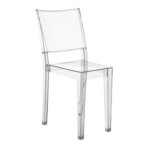 Clear acrylic chair with a transparent design, showcasing a minimalist style and modern elegance.
