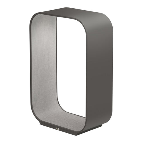 Modern gray lamp with sleek, minimalist design and smooth, rounded edges, perfect for contemporary spaces.