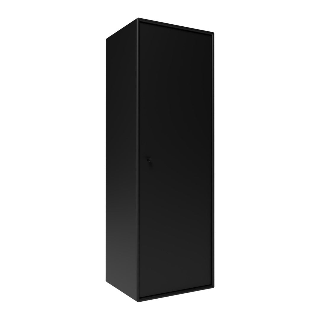Sleek black storage cabinet with a smooth, matte finish, perfect for modern decor.