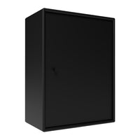 Sleek black cabinet with a smooth, matte finish, perfect for modern home decor.
