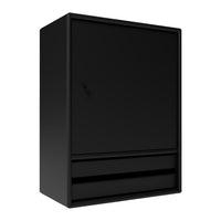 Solid black cabinet with a sleek, minimalist design and no visible patterns for a modern aesthetic.