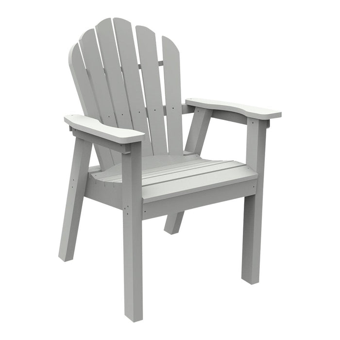 Light gray Adirondack chair with a classic slatted design, perfect for outdoor relaxation.