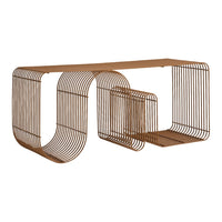 Modern bronze wire console table with stylish curved patterns and an open design for a contemporary look.