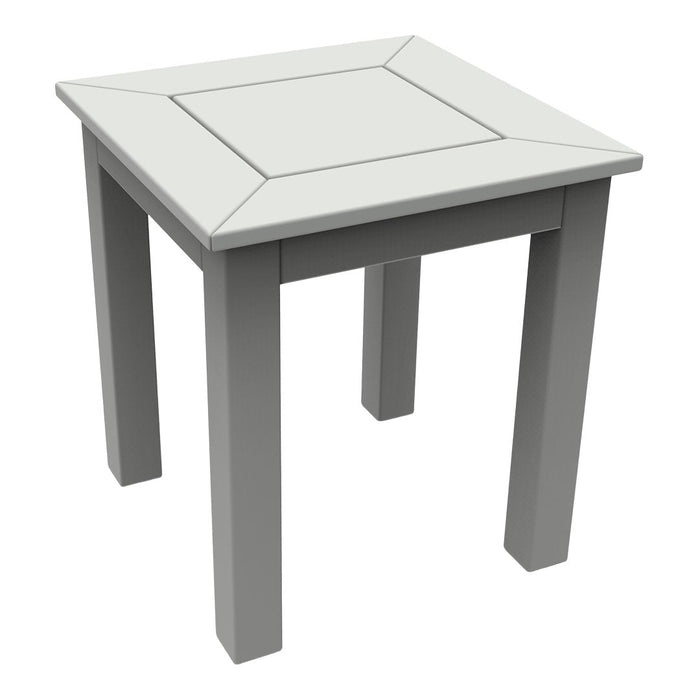 Gray square side table with smooth surface and simple design, featuring a clean, modern aesthetic.