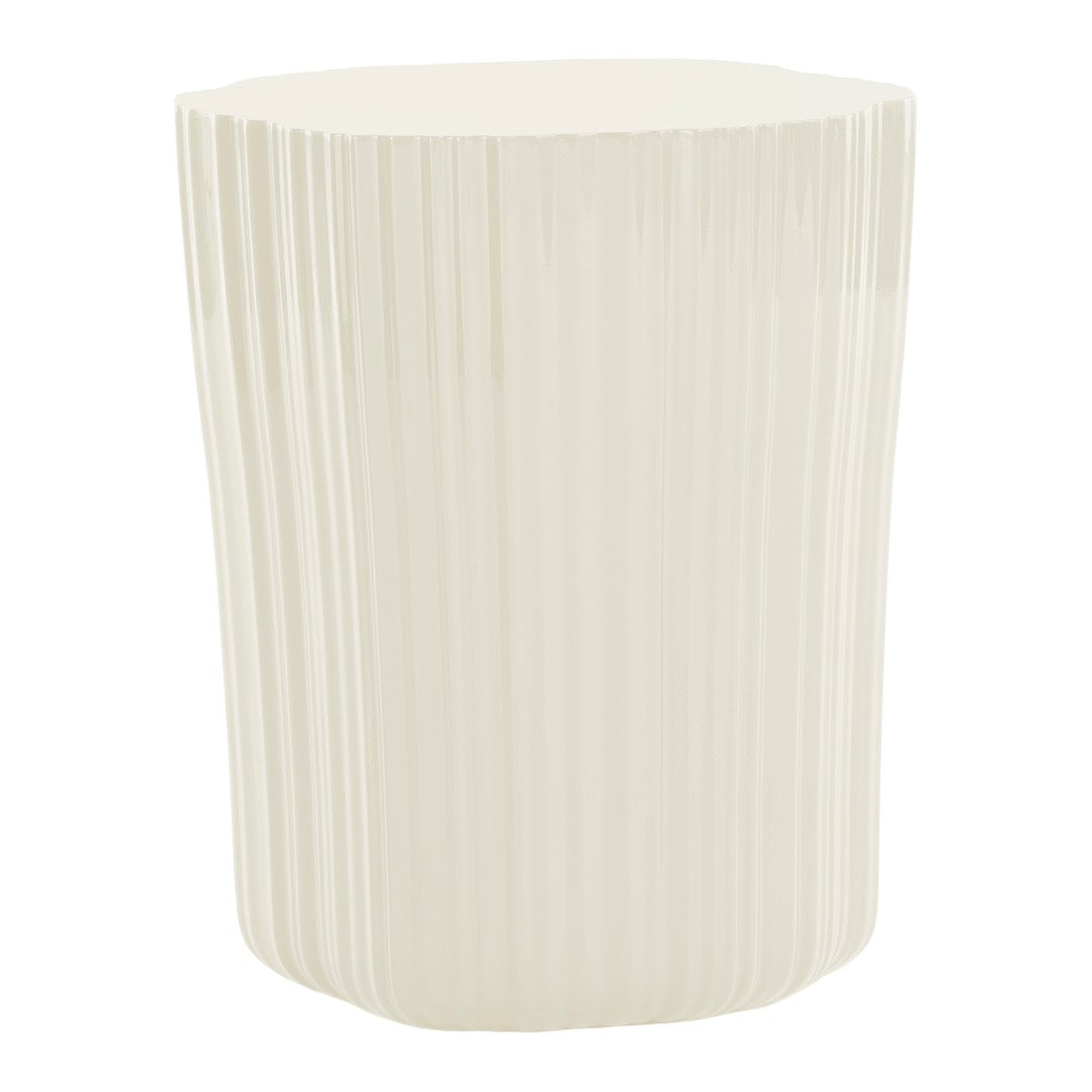 Light beige vase with vertical ribbed texture, adding a modern and elegant touch to any decor.