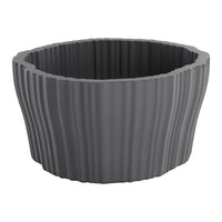 Gray ribbed planter with a textured, fluted design, perfect for modern decor.