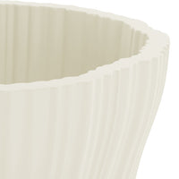 Cream-colored, ribbed vase highlighting a smooth texture and elegant, subtle design details. Perfect for modern decor.