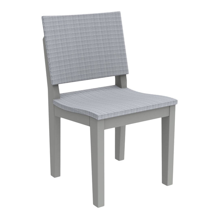 Gray chair with a textured checkered pattern on the seat and backrest, complemented by a solid gray frame.